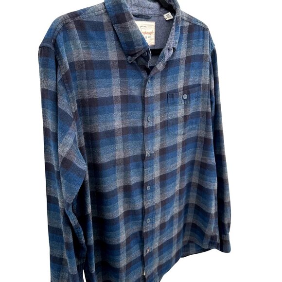 Weatherproof Vintage Mens Blue Plaid 100% Cotton Button-Down Flannel Shirt L - Picture 2 of 13